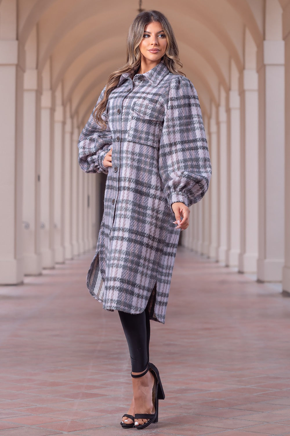Plaid Tweed Coat: Checkmate Chic Ultra Cozy in Pink