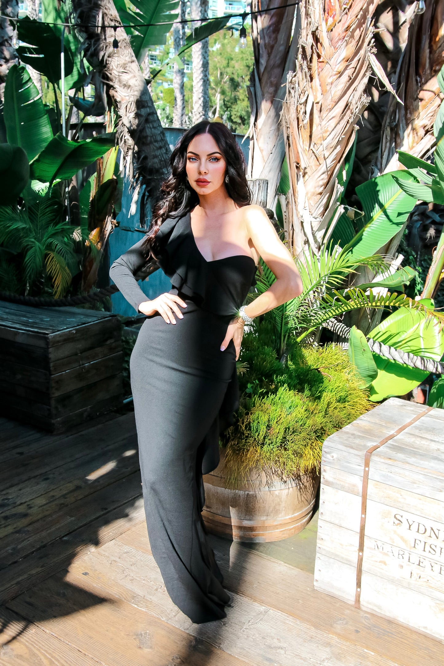 One Shoulder Drape Dress: Making An Entrance Double Ruffle Layer