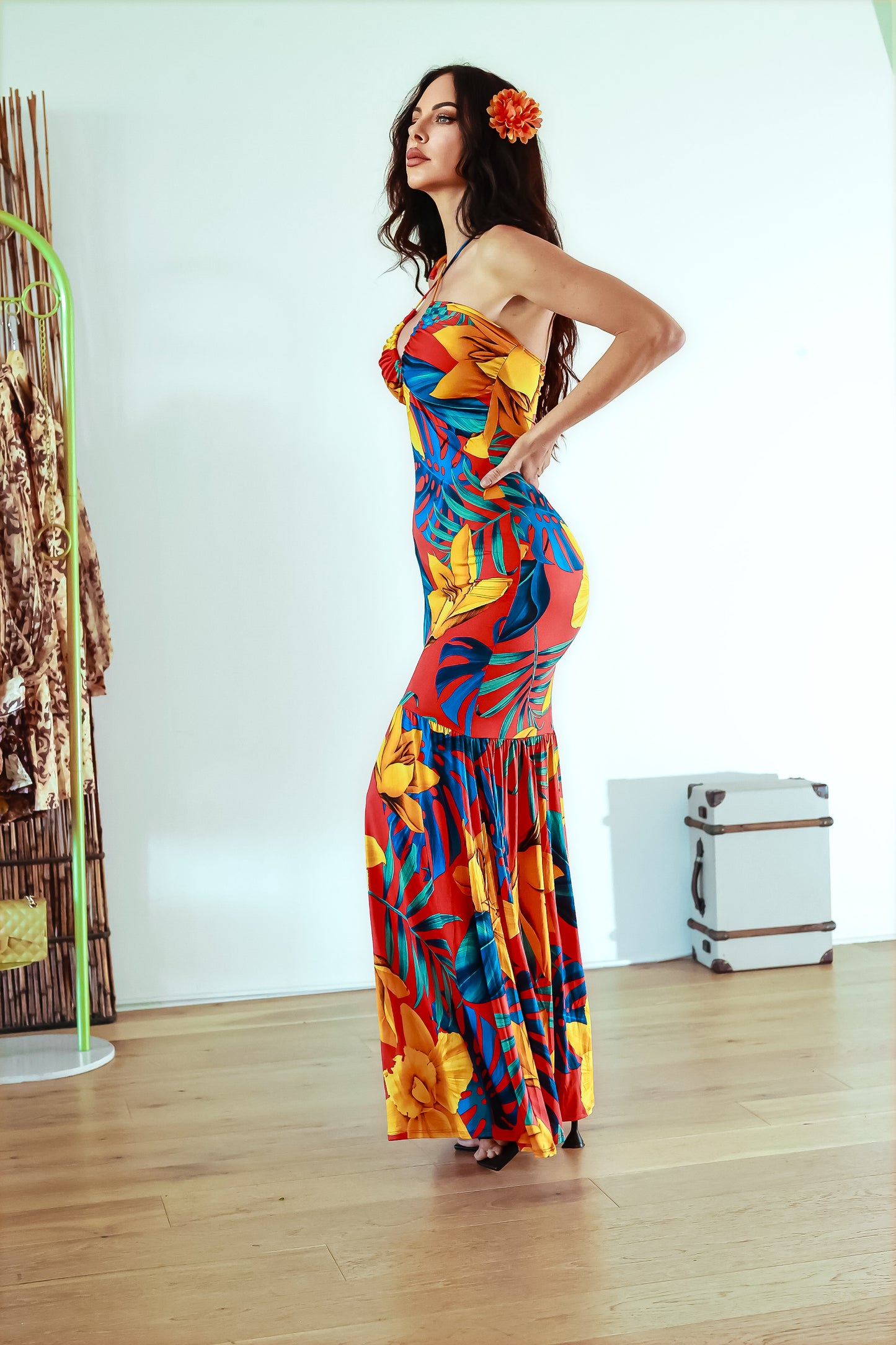 Maxi Dress With Slip: Fantasy Escape Sleeveless Floral Print