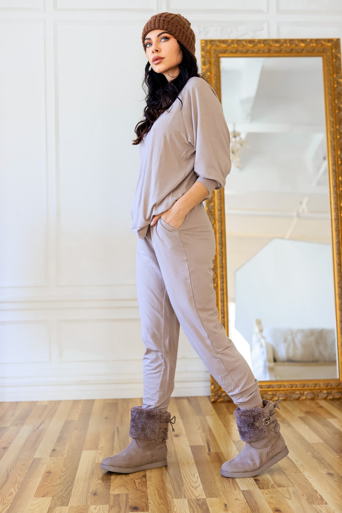 The ALL Day “Me Time” Cozy Lounge Set in Ash Mocha