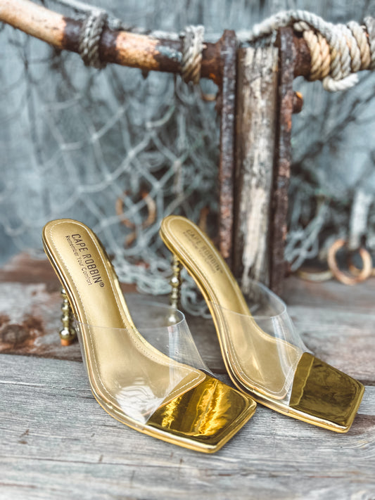 Gold Patent Leather Heels: Showstopper Cape Robbin