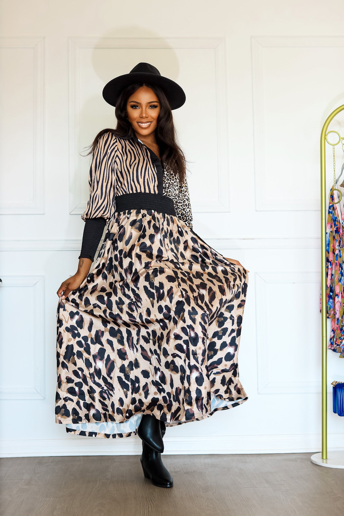Animal Print Long Sleeve Maxi Dress: On the Hunt Safari