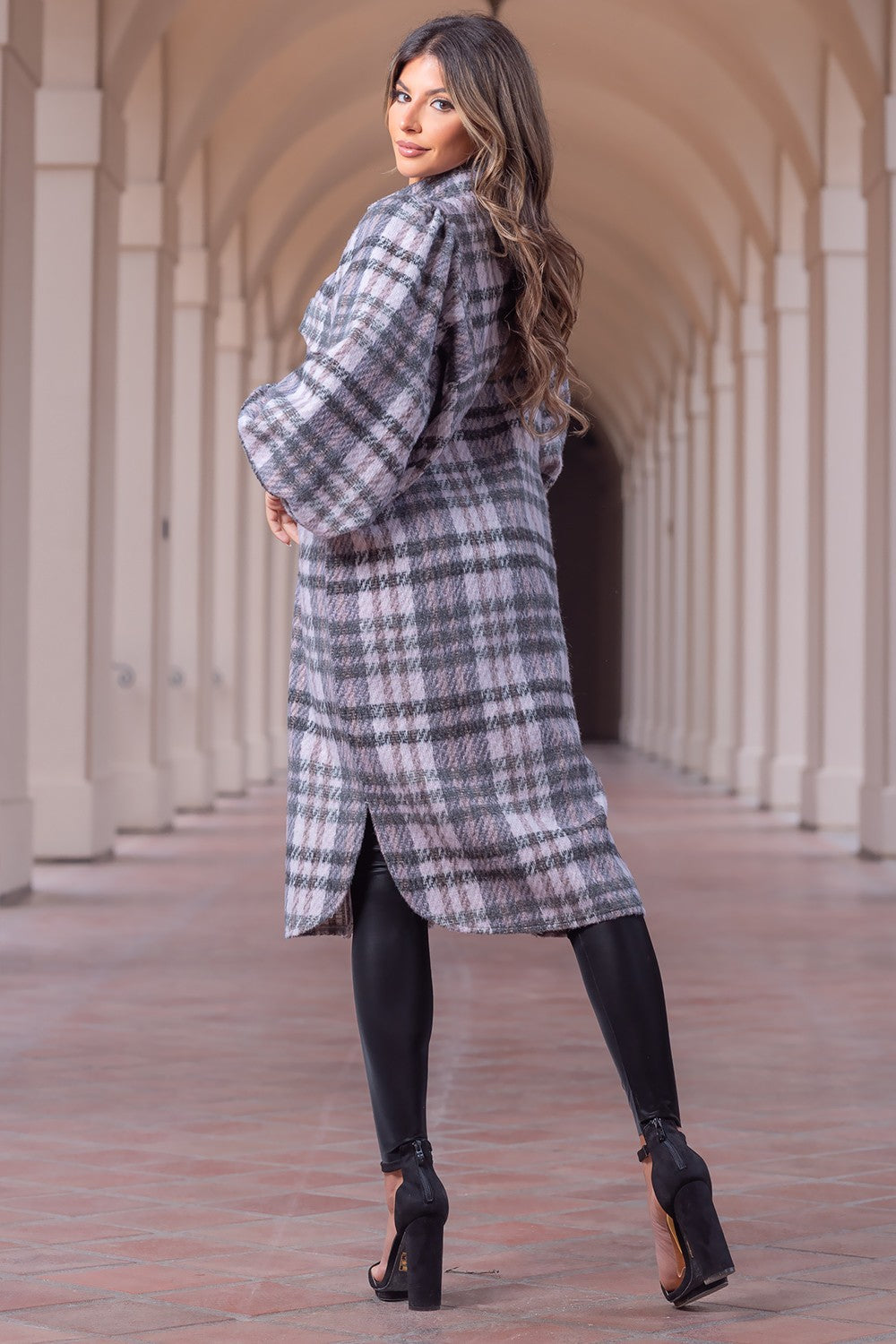 Plaid Tweed Coat: Checkmate Chic Ultra Cozy in Pink