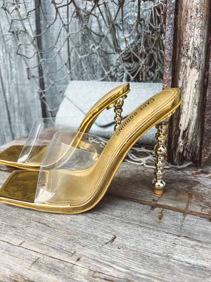 Gold Patent Leather Heels: Showstopper Cape Robbin