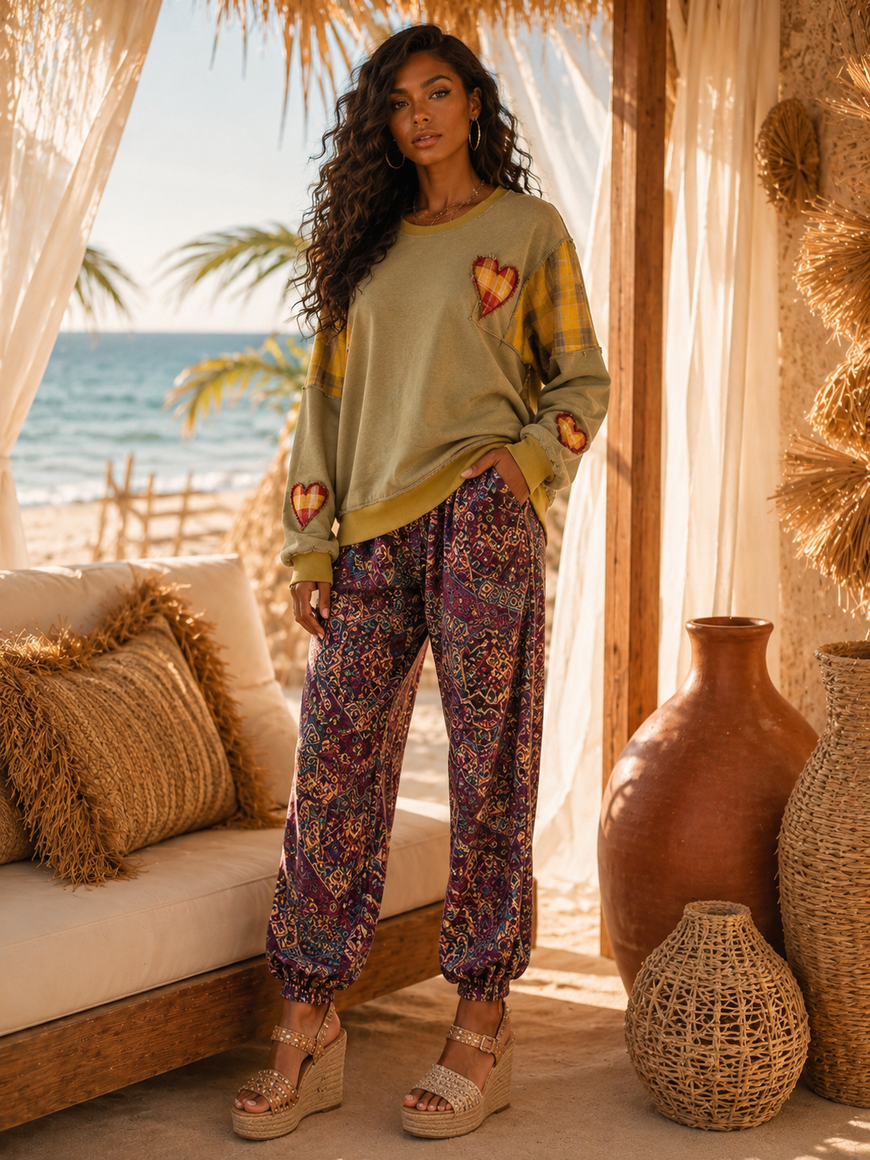 Heart Full of Sunshine Cozy Plaid Patch Outwear