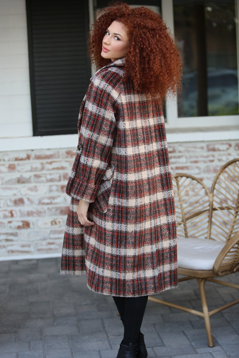 Plaid Trench Coat With Wide Sleeves: Don't Sweat it tartan Pattern