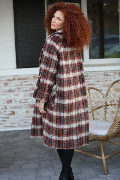 Plaid Trench Coat With Wide Sleeves: Don't Sweat it tartan Pattern