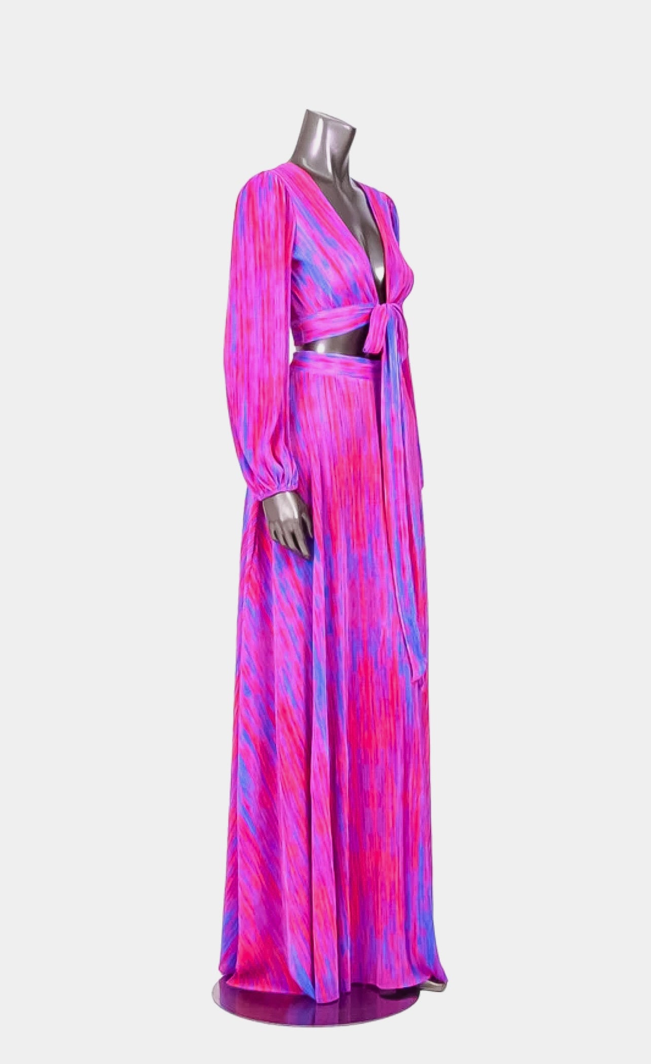 Maxi Skirt Set: Miami Vibing Long Sleeve Pink Color