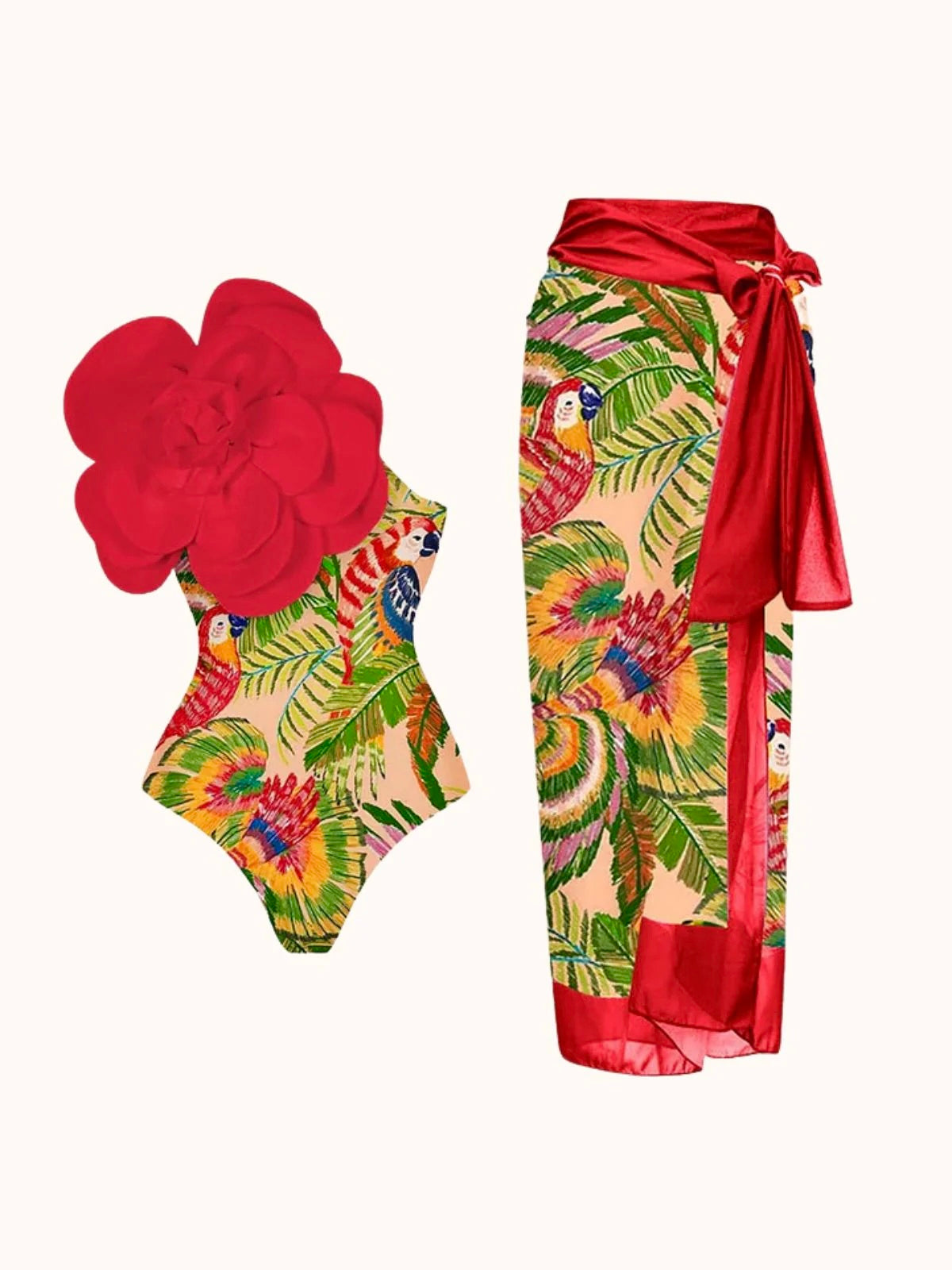 One Shoulder One Piece Swimsuit: La Vie en Rouge