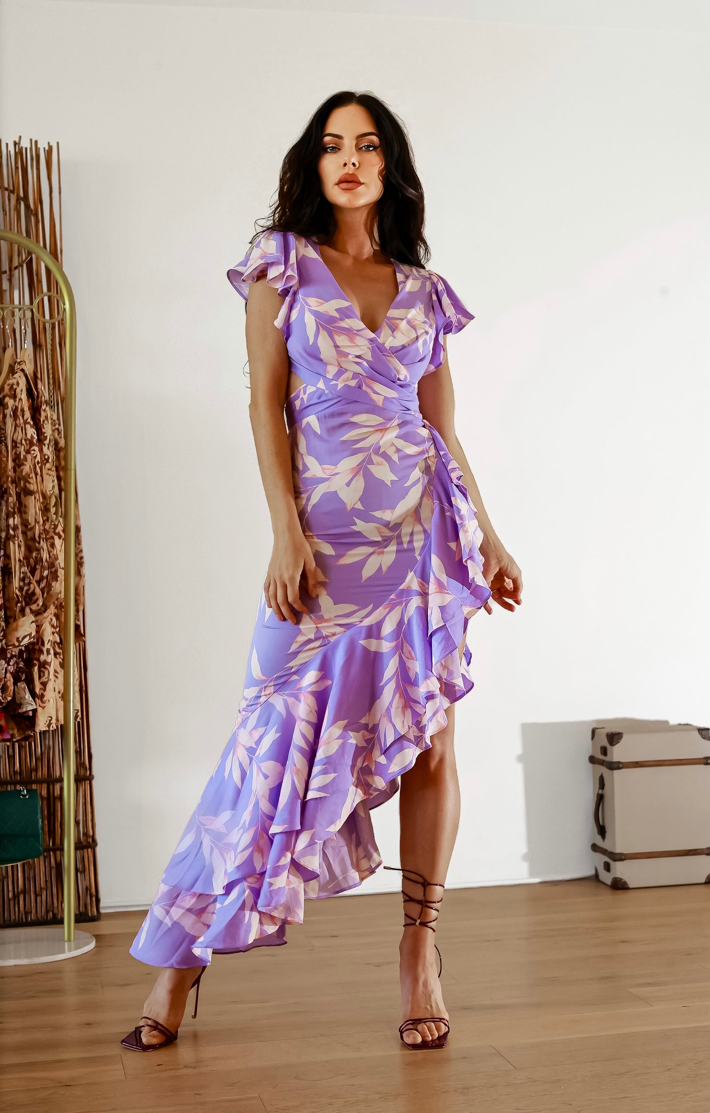 Ruffled Maxi Dress: Salsa Infusion Cut Out Waist Ruffled Hemline