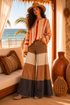 Colorblock Long Sleeve Stripe Sweater: Orange Crush