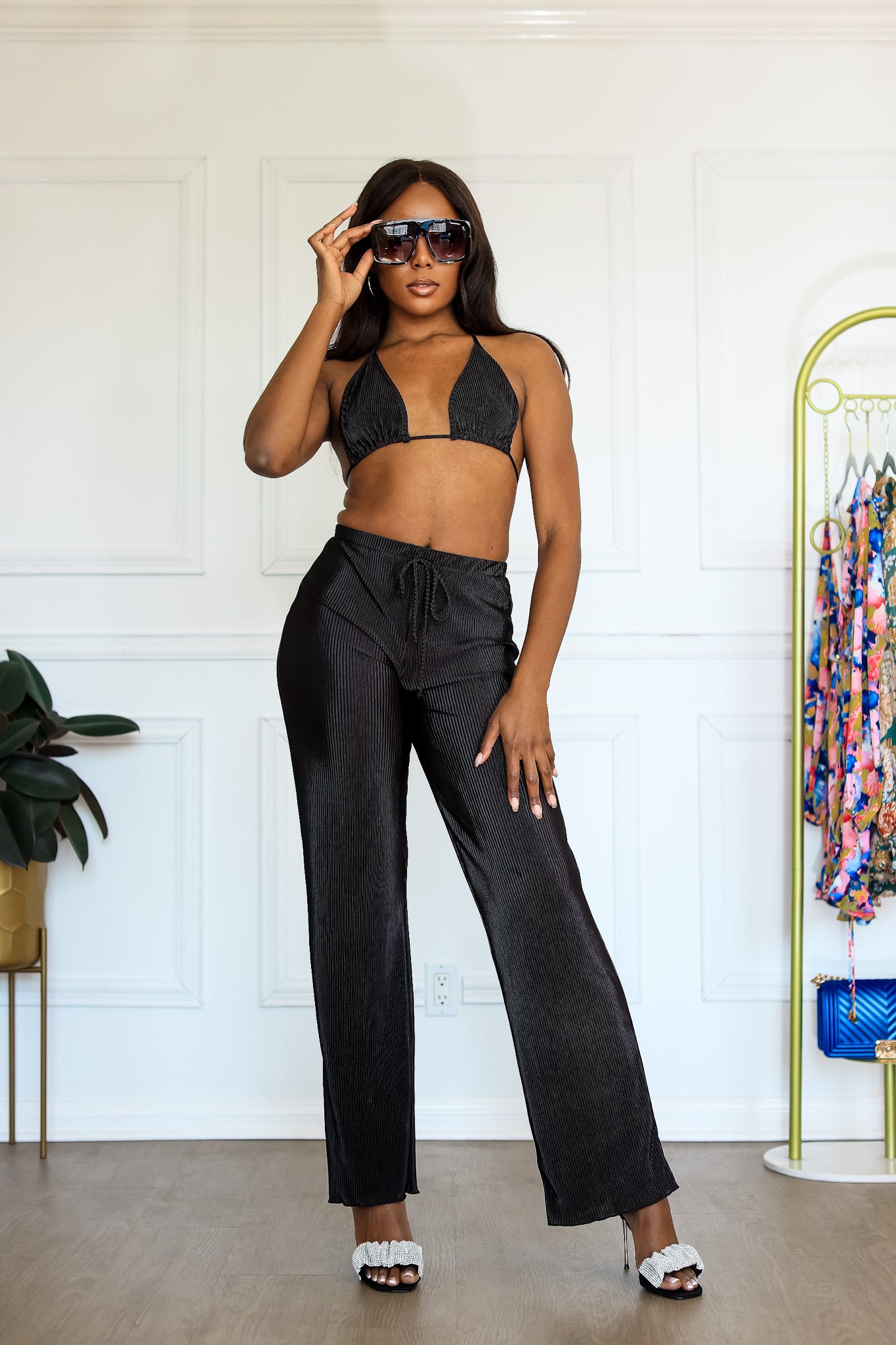 Plisse Set 3 Piece: Allure Noire Whimsical Pleated Black