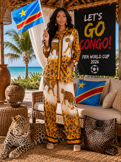 Animal Print Wide Leg Pant Set: Roaming The Wild