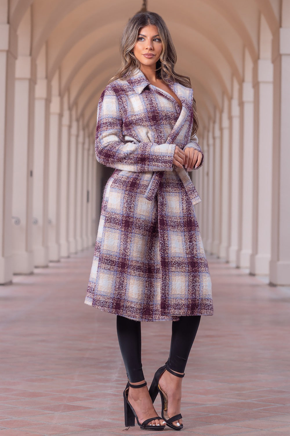 Plaid Tweed Coat: Plaid Perfection Belted Wool Long Tartan Pattern