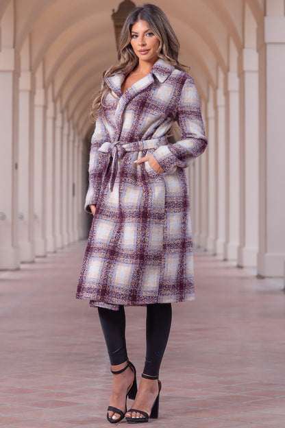 Plaid Tweed Coat: Plaid Perfection Belted Wool Long Tartan Pattern
