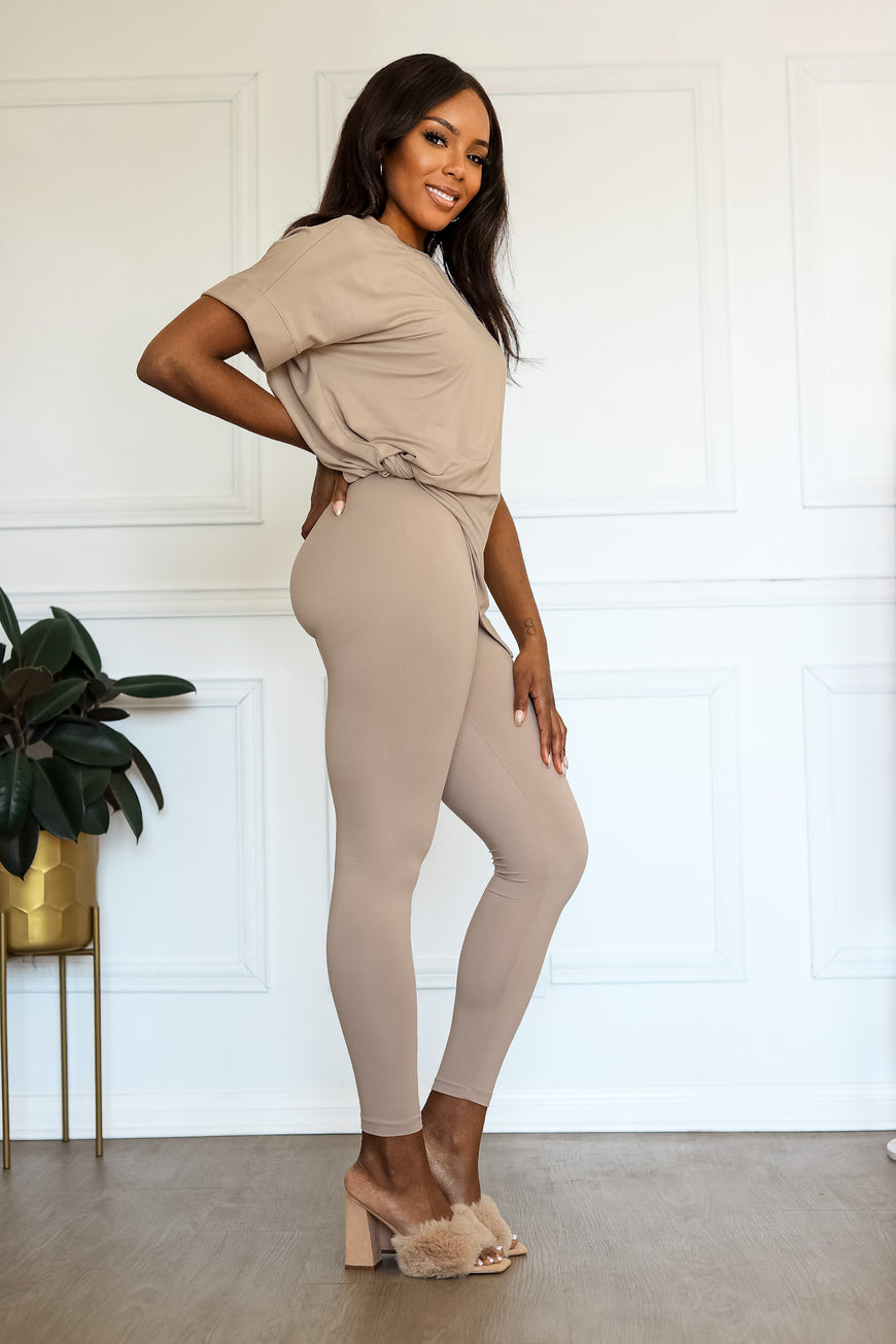 Chill Mode Activated Soft Loungewear Set in Ash Mocha