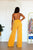 Seaside Soiree Golden Yellow Pleated Plisse 2 Piece Pant Set
