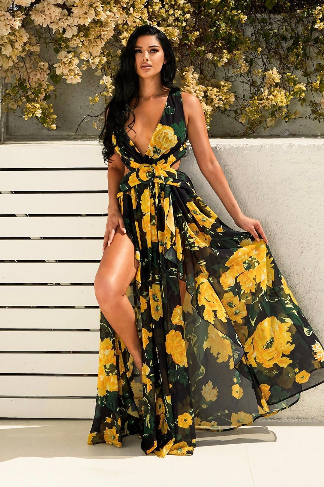 Floral Maxi Dress With Slit: Vacay With Me Sleeveless