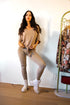 On The Go Front Tie Top & Seamless Ribbed High Waist Active Leggings Set in Latte