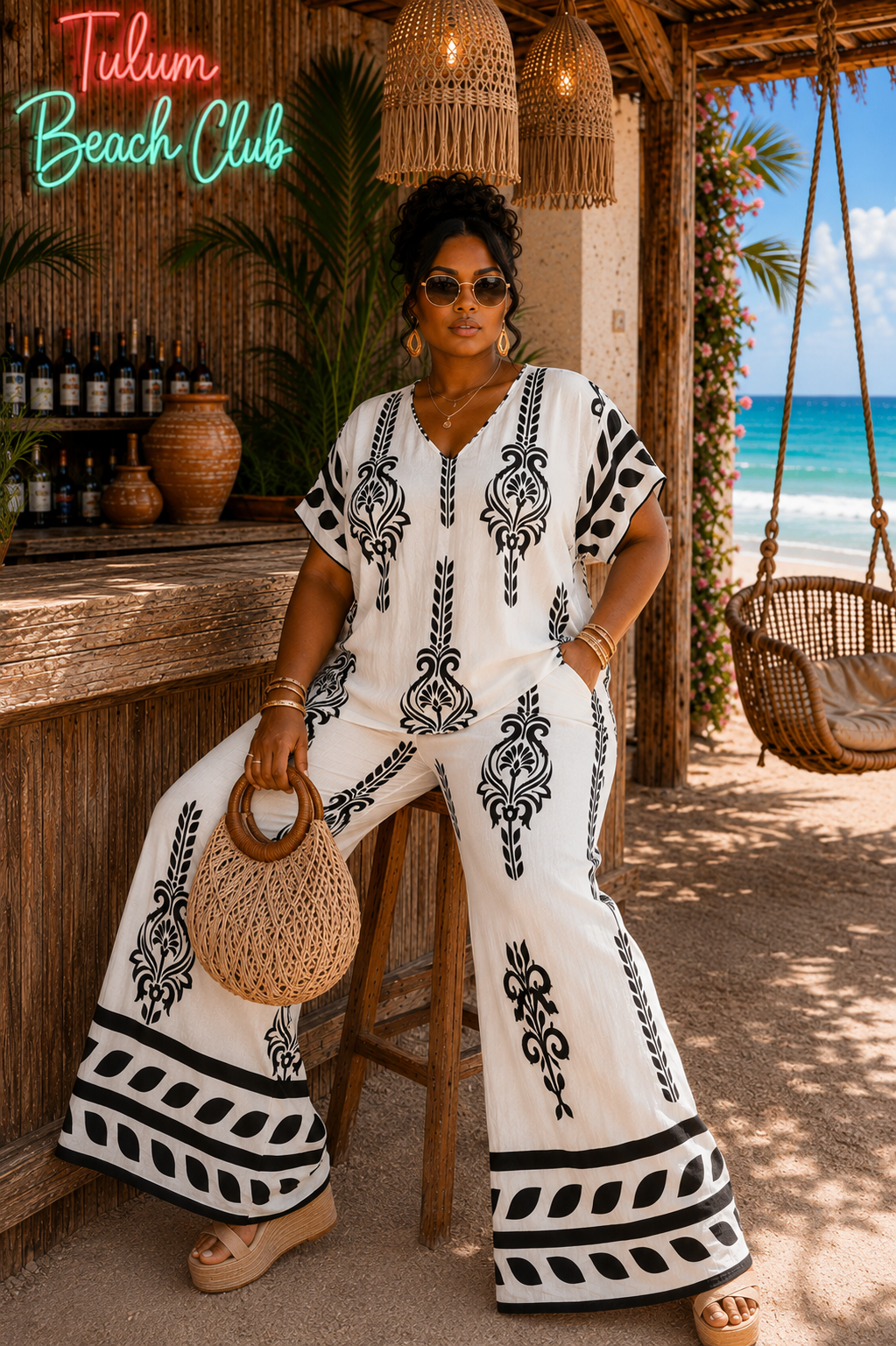 Plus Size Wide Leg Pant Set : Intoxicating Curve Appeal