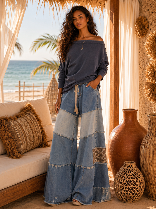 Asymmetric Oversized Off-Shoulder Tunic: Cutting Corners in Dark Navy
