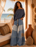 Asymmetric Oversized Off-Shoulder Tunic: Cutting Corners in Dark Navy