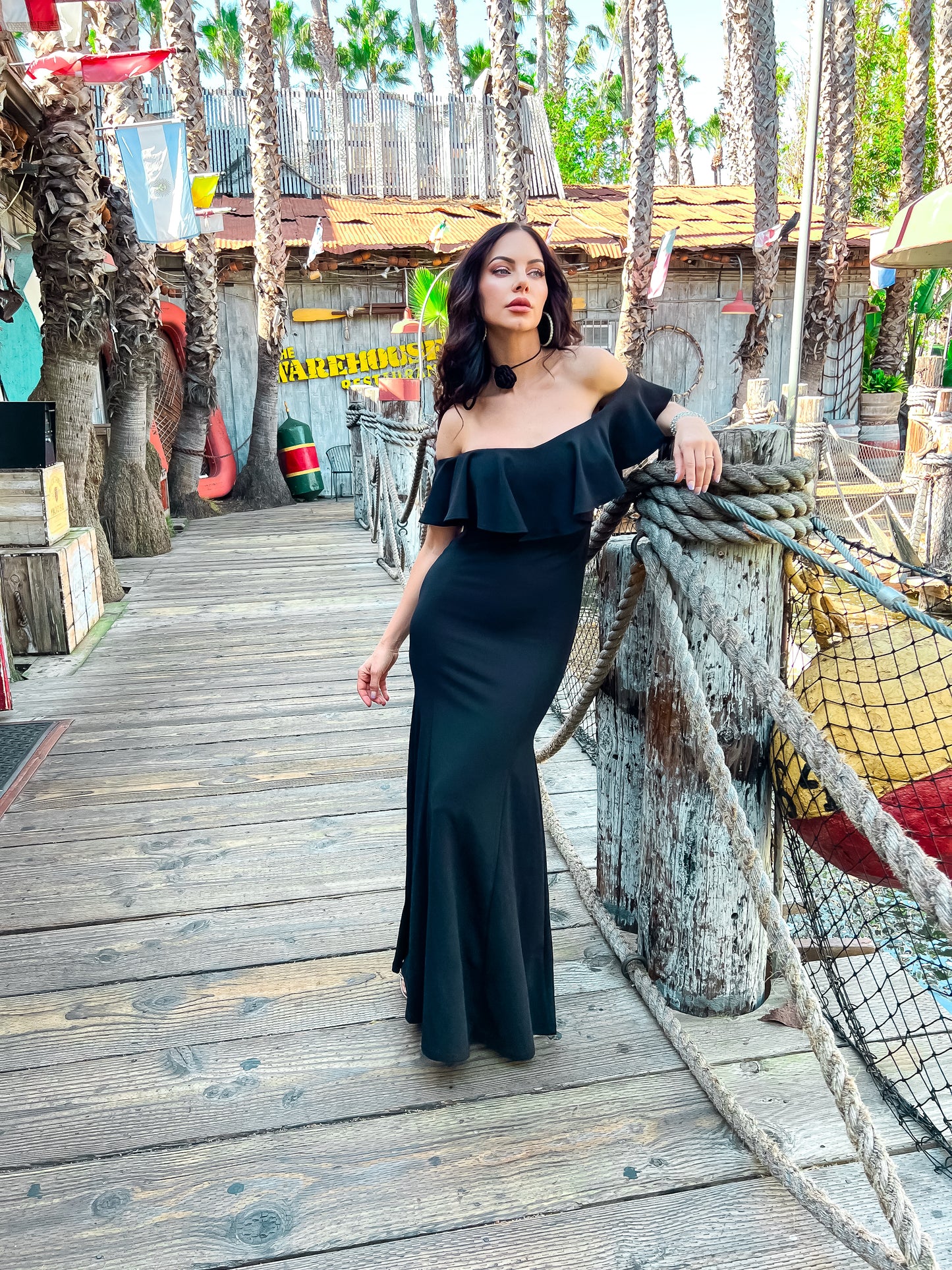 Maxi Dress With Split Thigh: Curve Appeal Ruffle Tube Off The Shoulder