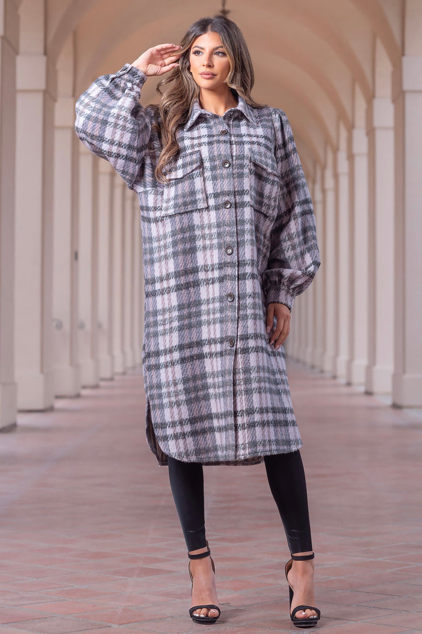 Checkmate Chic Ultra Cozy Pink Plaid Tweed Coat