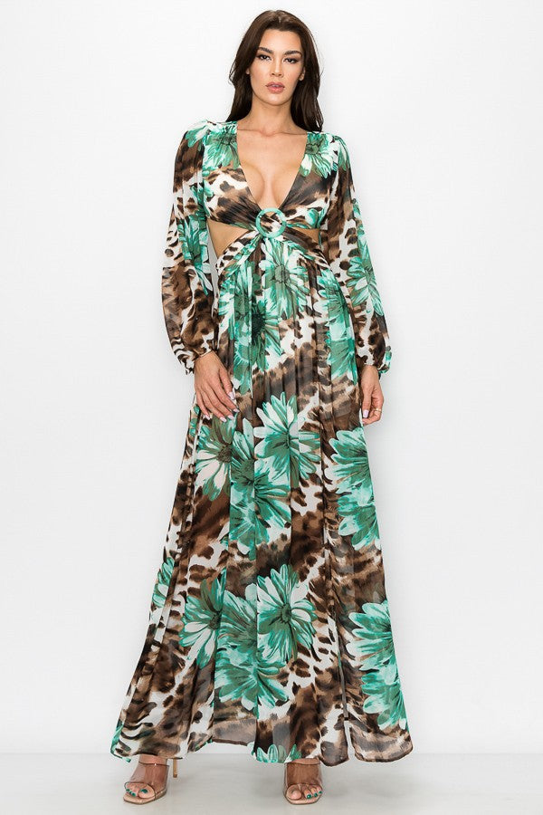 O-Ring Maxi Dress: Private Island Gateway Long Sleeve