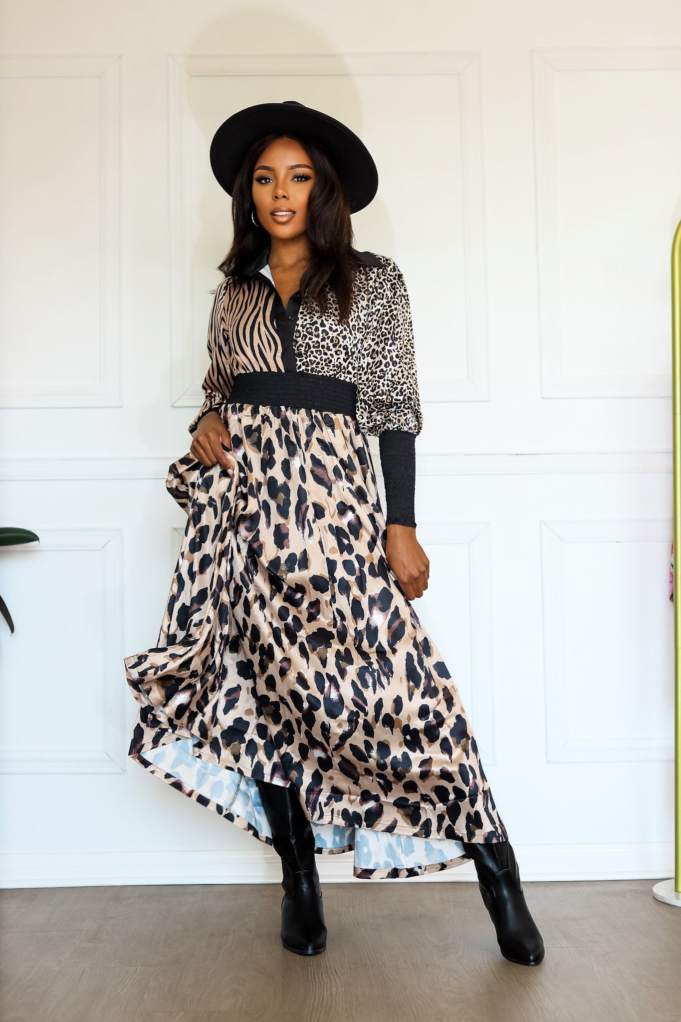 Animal Print Long Sleeve Maxi Dress: On the Hunt Safari