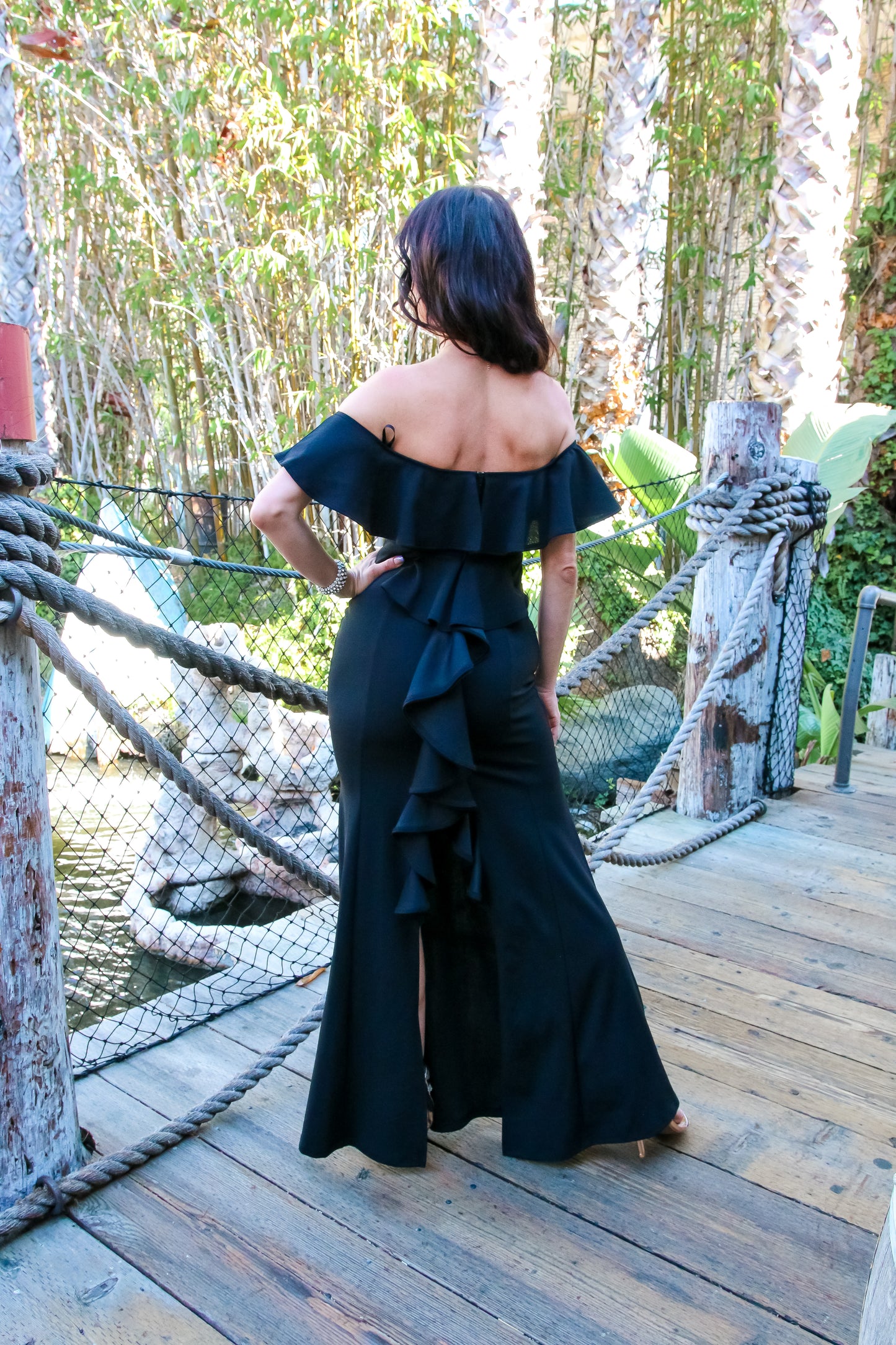 Maxi Dress With Split Thigh: Curve Appeal Ruffle Tube Off The Shoulder