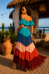 Tiered Pleated Maxi Skirt Set: Color Me Fancy