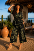 Short Sleeve Blouse & Elastic Waist Pockets Pants 2-Piece Set: Gone Wild Capri Colorblock Pants Set