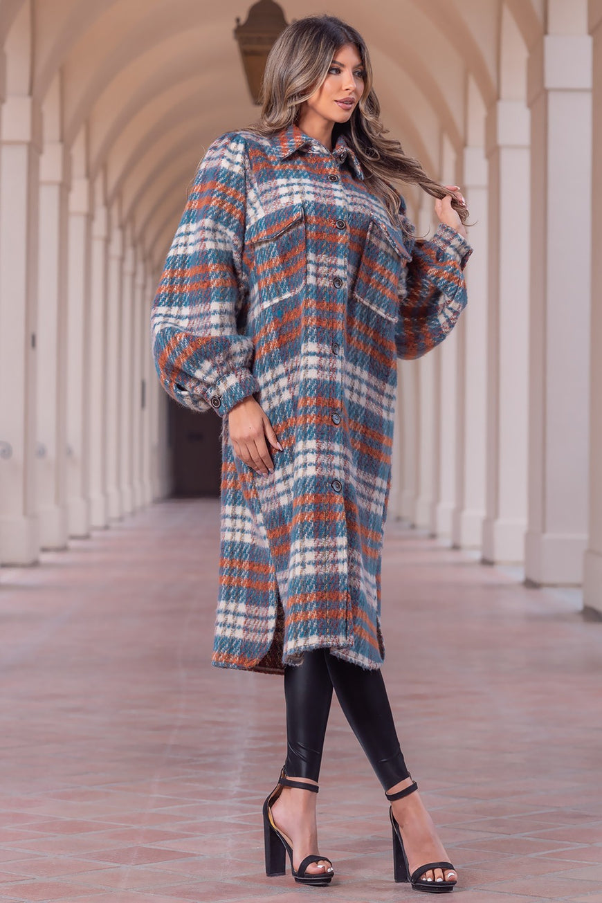 Checkmate Chic Oversized Plaid Tweed Coat