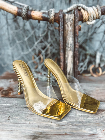Gold Patent Leather Heels: Showstopper Cape Robbin