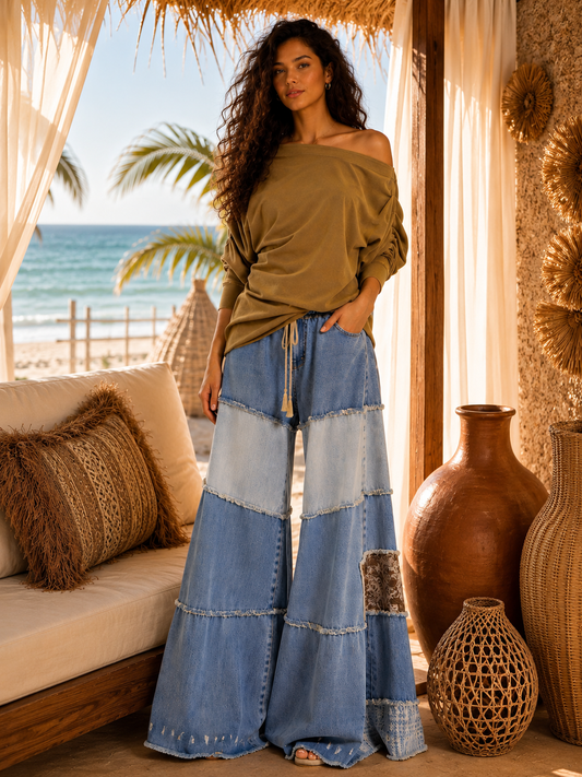 Asymmetric Oversized Off-Shoulder Tunic: Cutting Corners in Soft Olive