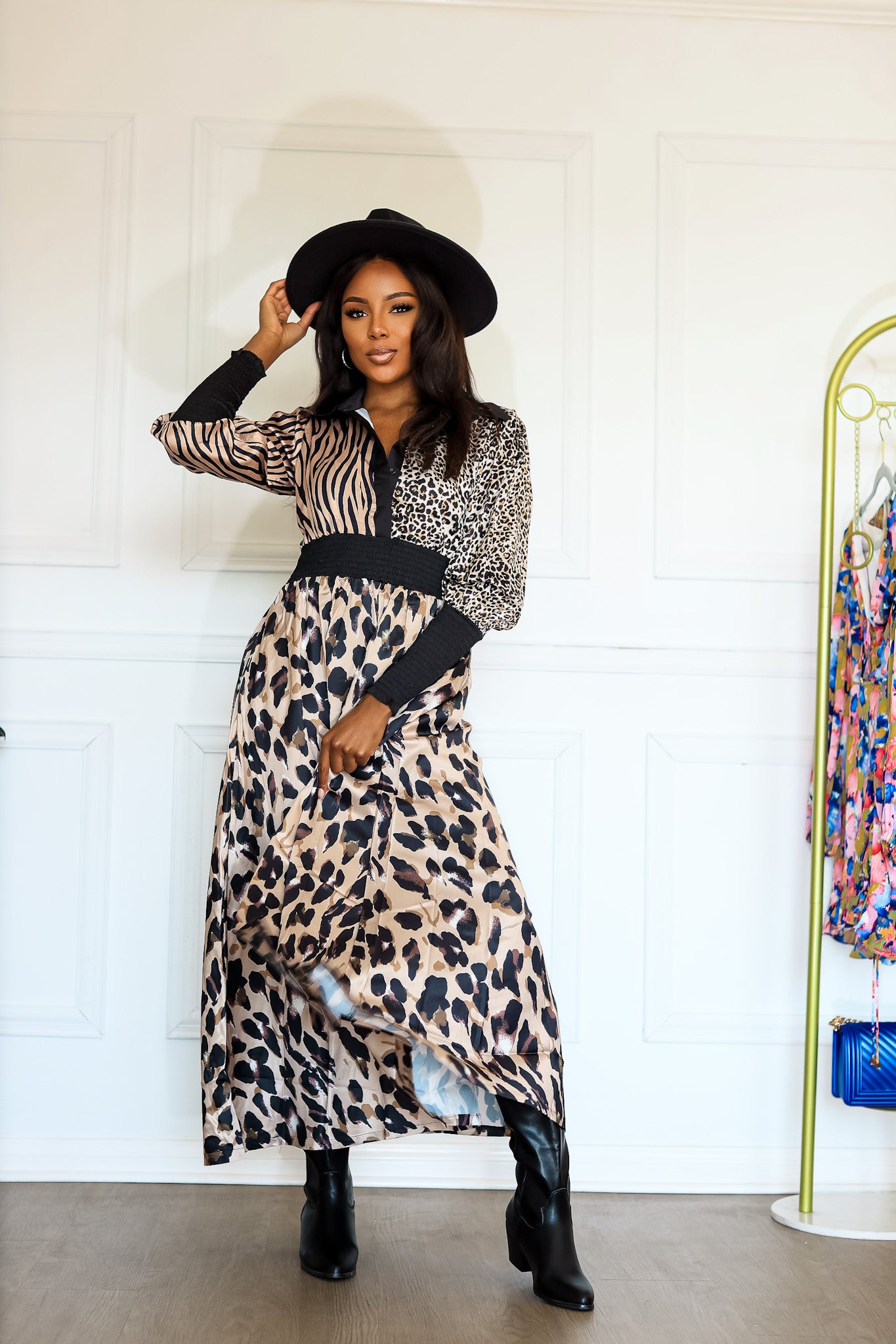 Animal Print Long Sleeve Maxi Dress: On the Hunt Safari
