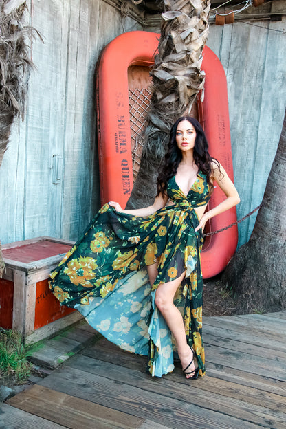 Floral Maxi Dress With Slit: Vacay With Me Sleeveless