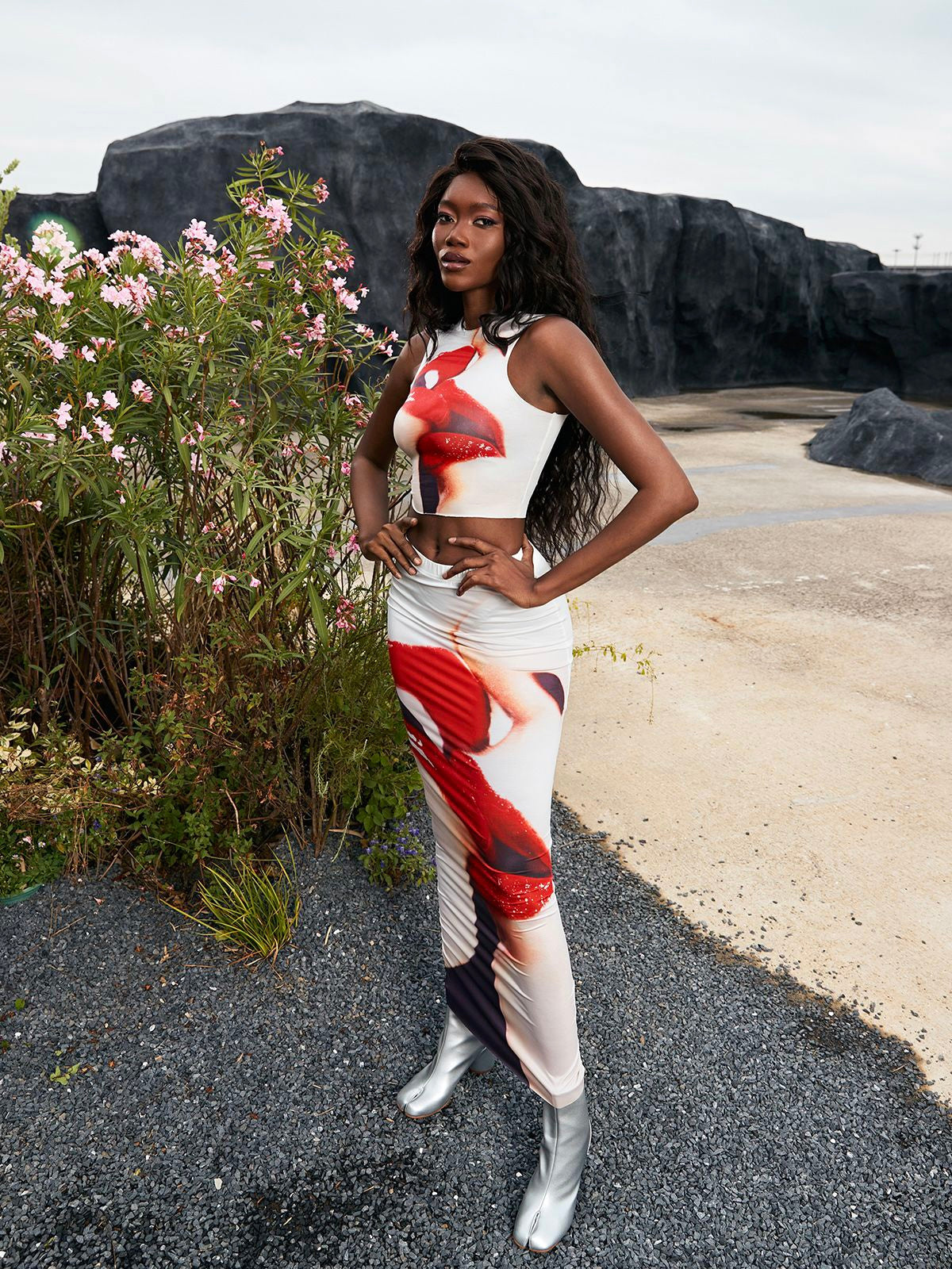 Pencil Skirt Set: Pout Perfection Red Lip-Locked