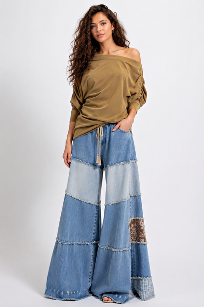 Asymmetric Oversized Off-Shoulder Tunic: Cutting Corners in Soft Olive