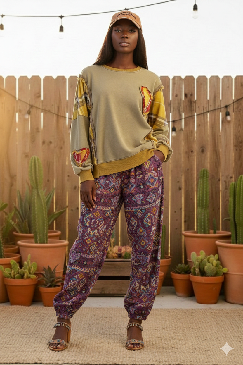 Heart Full of Sunshine Cozy Plaid Patch Outwear