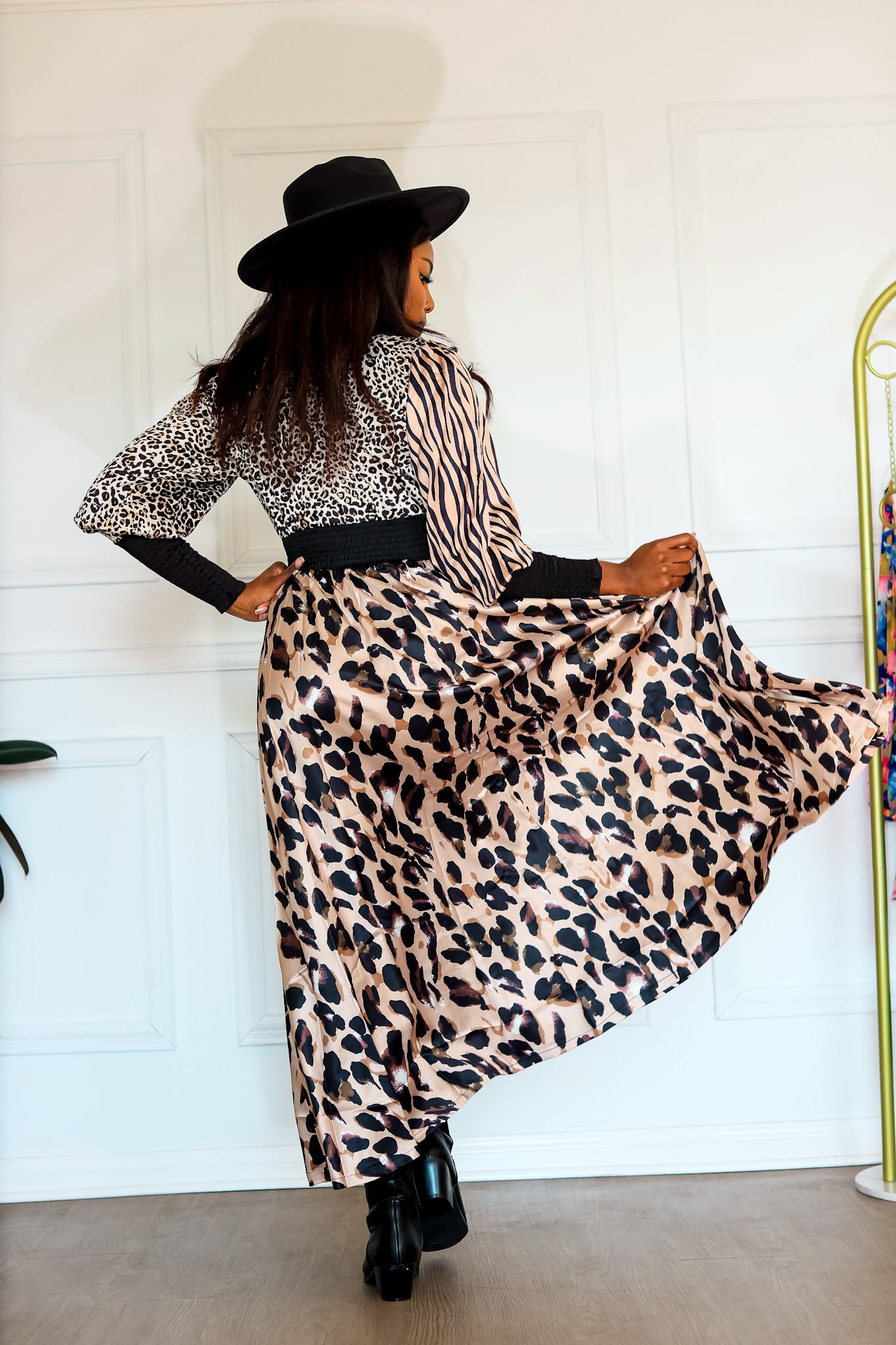 Animal Print Long Sleeve Maxi Dress: On the Hunt Safari Animal Print Long Sleeve Maxi Dress: On the Hunt Safari