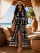 Long Sleeve Floral Maxi Dress : Tropic Tango | V-Neck Button-Up Belted Floral Print Maxi Dress