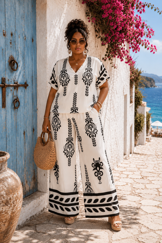 Plus Size Wide Leg Pant Set : Intoxicating Curve Appeal