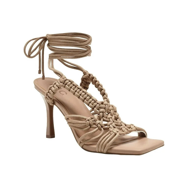 Square Toe Stiletto: Vacay Ready Strappy Lace Padded Ankle Strap
