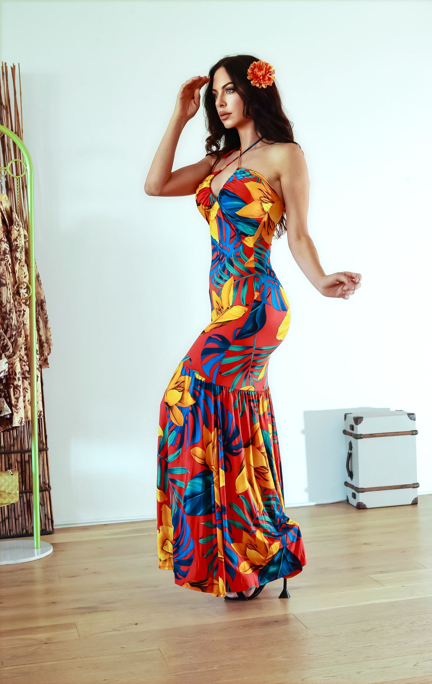 Maxi Dress With Slip: Fantasy Escape Sleeveless Floral Print