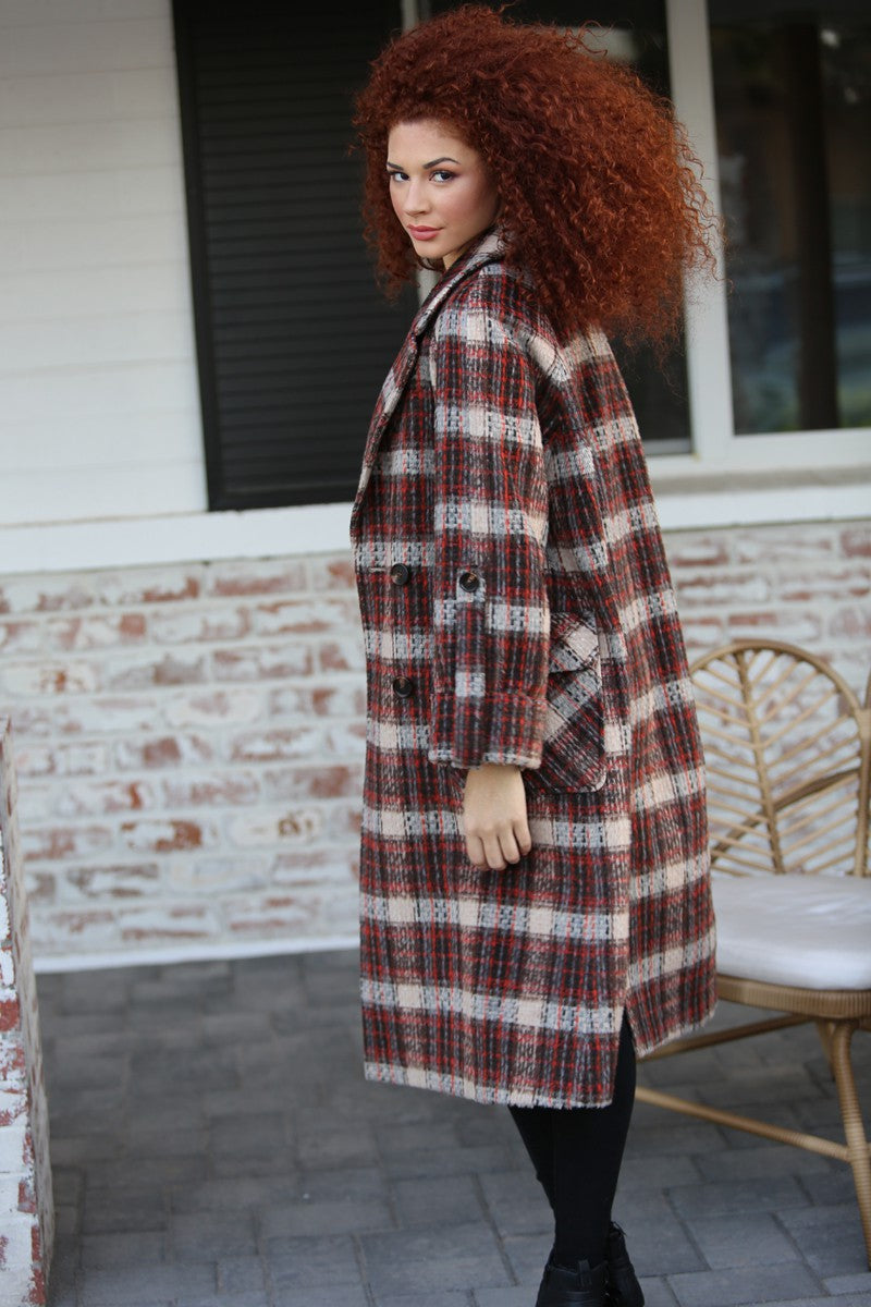 Don't Sweat it Plaid Trench Coat With Wide Sleeves