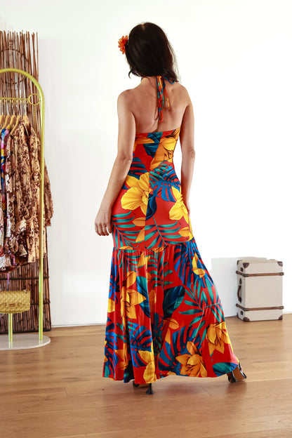 Maxi Dress With Slip: Fantasy Escape Sleeveless Floral Print