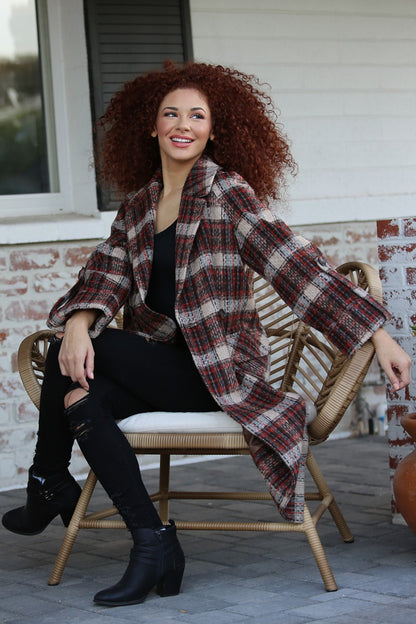 Plaid Trench Coat With Wide Sleeves: Don't Sweat it tartan Pattern