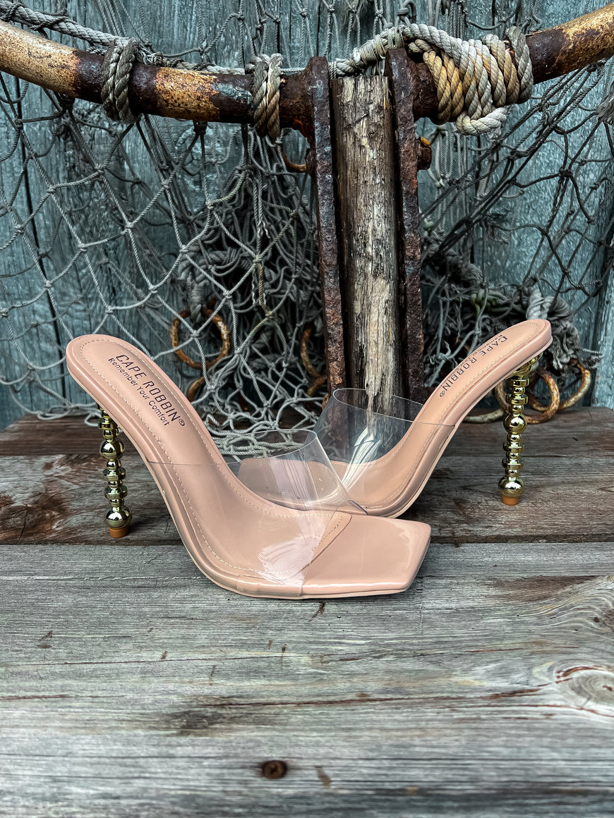 Showstopper Cape Robbin Nude Patent Leather Heels